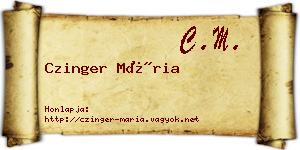 Czinger Mária névjegykártya